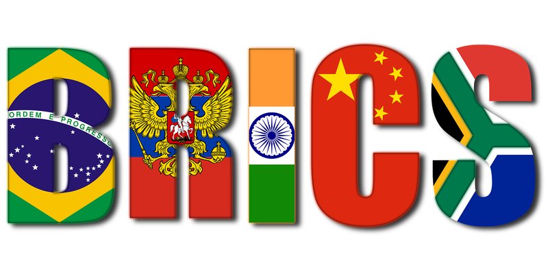 BRICS nations flags representing Brazil, Russia, India, China and South Africa, the five founding members of NDB