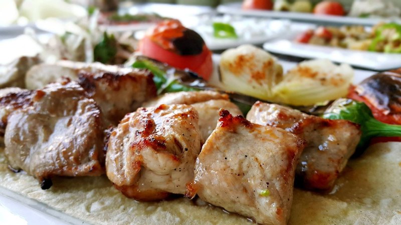 Grilled kebab platter — classic Turkish cuisine with flatbread and salad