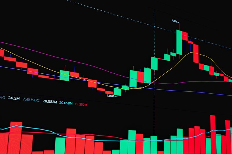 Detailed stock market chart showing trend lines and volume data for financial analysis, representing the divergence between speculative hype and broad market value